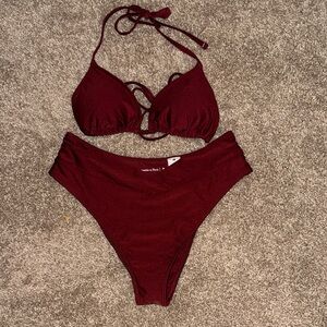 Abercrombie & Fitch Burgundy Triangle Bikini Set